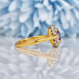 Ellibelle Jewellery Vintage 1960s Ruby & Diamond 18ct Gold Cluster Ring