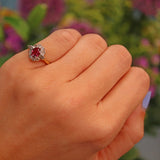Ellibelle Jewellery Vintage 1960s Ruby & Diamond 18ct Gold Cluster Ring