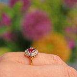 Ellibelle Jewellery Vintage 1960s Ruby & Diamond 18ct Gold Cluster Ring