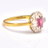 Ellibelle Jewellery Vintage 1960s Ruby & Diamond 18ct Gold Cluster Ring
