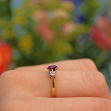 Ellibelle Jewellery Vintage 1960s Ruby & Diamond 18ct Gold Three Stone Ring