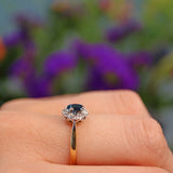 Ellibelle Jewellery Vintage 1960s Sapphire & Diamond 18ct Gold Cluster Ring