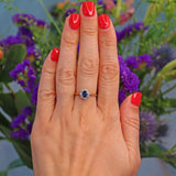 Ellibelle Jewellery Vintage 1960s Sapphire & Diamond 18ct Gold Cluster Ring