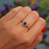 Ellibelle Jewellery Vintage 1960s Sapphire & Diamond 18ct Gold Cluster Ring