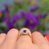 Ellibelle Jewellery Vintage 1960s Sapphire & Diamond 18ct Gold Cluster Ring