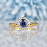 Ellibelle Jewellery Vintage 1960s Sapphire & Diamond 18ct Gold Cluster Ring