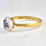 Ellibelle Jewellery Vintage 1960s Sapphire & Diamond 18ct Gold Cluster Ring