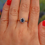 Ellibelle Jewellery Vintage 1960s Sapphire & Diamond 18ct Gold Cluster Ring
