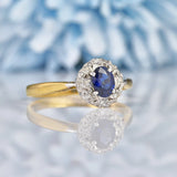 Ellibelle Jewellery Vintage 1960s Sapphire & Diamond 18ct Gold Cluster Ring