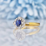 Ellibelle Jewellery Vintage 1960s Sapphire & Diamond 18ct Gold Cluster Ring