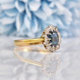 Ellibelle Jewellery Vintage 1960s Sapphire & Diamond 18ct Gold Cluster Ring