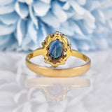 Ellibelle Jewellery Vintage 1960s Sapphire & Diamond 18ct Gold Cluster Ring