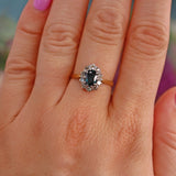 Ellibelle Jewellery Vintage 1960s Sapphire & Diamond 18ct Gold Cluster Ring