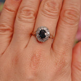 Ellibelle Jewellery Vintage 1960s Sapphire & Diamond 18ct Gold Platinum Cluster Ring