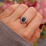 Ellibelle Jewellery Vintage 1960s Sapphire & Diamond 18ct Gold Platinum Cluster Ring