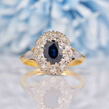 Ellibelle Jewellery Vintage 1960s Sapphire & Diamond 18ct Gold Platinum Cluster Ring