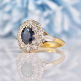 Ellibelle Jewellery Vintage 1960s Sapphire & Diamond 18ct Gold Platinum Cluster Ring