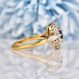 Ellibelle Jewellery Vintage 1960s Sapphire & Diamond 18ct Gold Platinum Cluster Ring