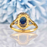 Ellibelle Jewellery Vintage 1960s Sapphire & Diamond 18ct Gold Platinum Cluster Ring