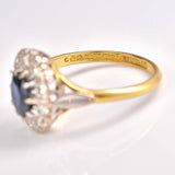Ellibelle Jewellery Vintage 1960s Sapphire & Diamond 18ct Gold Platinum Cluster Ring
