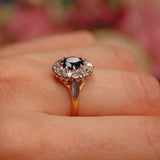 Ellibelle Jewellery Vintage 1960s Sapphire & Diamond 18ct Gold Platinum Cluster Ring