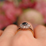 Ellibelle Jewellery Vintage 1960s Sapphire & Diamond 18ct Gold Platinum Cluster Ring