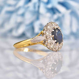 Ellibelle Jewellery Vintage 1960s Sapphire & Diamond 18ct Gold Platinum Cluster Ring