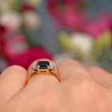 Ellibelle Jewellery Vintage 1960s Sapphire & Diamond 18ct Gold Ring