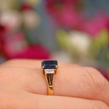 Ellibelle Jewellery Vintage 1960s Sapphire & Diamond 18ct Gold Ring
