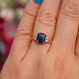 Ellibelle Jewellery Vintage 1960s Sapphire & Diamond 18ct Gold Ring