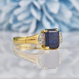 Ellibelle Jewellery Vintage 1960s Sapphire & Diamond 18ct Gold Ring