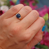 Ellibelle Jewellery Vintage 1960s Sapphire & Diamond 18ct Gold Ring