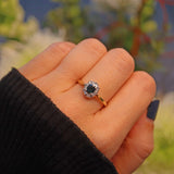 Ellibelle Jewellery VINTAGE 1960S SAPPHIRE & DIAMOND CLUSTER RING