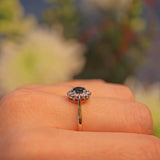 Ellibelle Jewellery VINTAGE 1960S SAPPHIRE & DIAMOND CLUSTER RING
