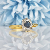 Ellibelle Jewellery VINTAGE 1960S SAPPHIRE & DIAMOND CLUSTER RING