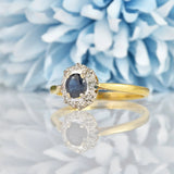 Ellibelle Jewellery VINTAGE 1960S SAPPHIRE & DIAMOND CLUSTER RING