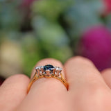 Ellibelle Jewellery Vintage 1963 Blue Sapphire Diamond Three Stone Ring by Cropp & Farr