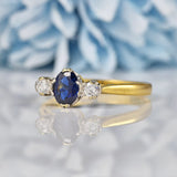 Ellibelle Jewellery Vintage 1963 Blue Sapphire Diamond Three Stone Ring by Cropp & Farr