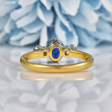 Ellibelle Jewellery Vintage 1963 Blue Sapphire Diamond Three Stone Ring by Cropp & Farr