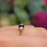 Ellibelle Jewellery Vintage 1963 Blue Sapphire Diamond Three Stone Ring by Cropp & Farr