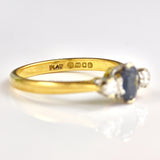 Ellibelle Jewellery Vintage 1963 Blue Sapphire Diamond Three Stone Ring by Cropp & Farr
