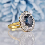Ellibelle Jewellery Vintage 1963 Sapphire & Diamond 18ct Gold Cluster Ring (2.77ct)