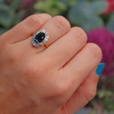 Ellibelle Jewellery Vintage 1963 Sapphire & Diamond 18ct Gold Cluster Ring (2.77ct)
