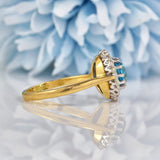 Ellibelle Jewellery Vintage 1964 Blue Zircon & Diamond 18ct Gold Cluster Ring