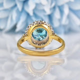 Ellibelle Jewellery Vintage 1964 Blue Zircon & Diamond 18ct Gold Cluster Ring