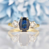 Ellibelle Jewellery Vintage 1964 Sapphire & Diamond Three-Stone Trilogy Engagement Ring