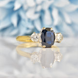 Ellibelle Jewellery Vintage 1964 Sapphire & Diamond Three-Stone Trilogy Engagement Ring