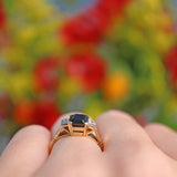 Ellibelle Jewellery Vintage 1965 Dark Sapphire & Diamond Gold Ring