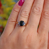 Ellibelle Jewellery Vintage 1965 Dark Sapphire & Diamond Gold Ring