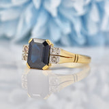 Ellibelle Jewellery Vintage 1965 Dark Sapphire & Diamond Gold Ring